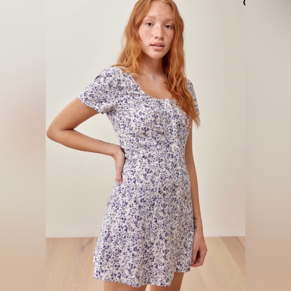 Reformation Blue Floral Dress mini